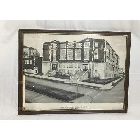 Other - Mechanic Arts High School Saint Paul Minnesota Framed Black and White Rendering